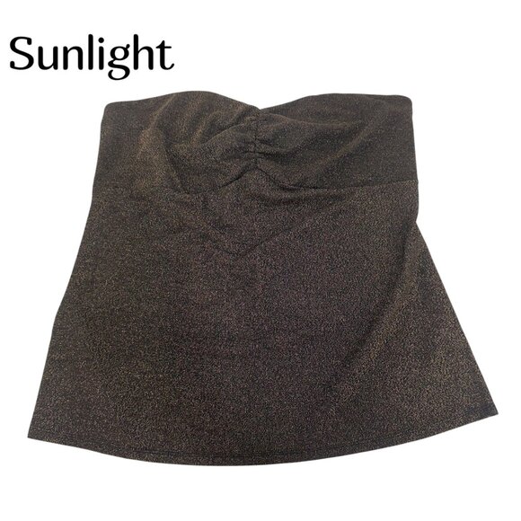 Torrid  Womens Strapless Ruched Top Size 2 Brown Metallic Sparkle - Picture 1 of 12